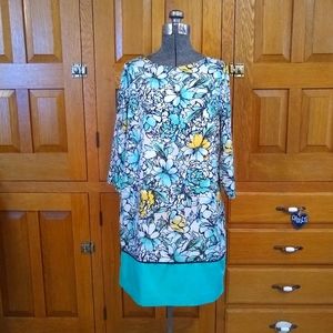 The Limited floral satin 3/4 sleeve shift dress